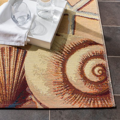 Tropical Breeze 6' Square Blue Synthetic Outdoor Rug