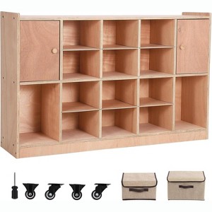 20 Cubbies 5-Section Classroom Coat Locker for Classrooms, Daycare Cubby with 4 Casters, 5 Hooks and 2 Storage Boxes - 1 of 4