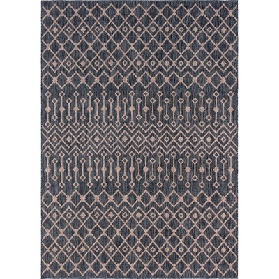 Charcoal Gray Trellis Synthetic 8' x 11'4" Outdoor Rug