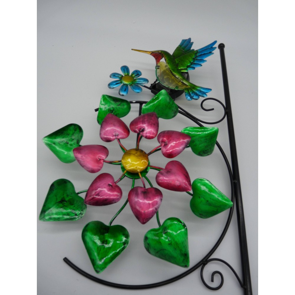 Ultimate Innovations Solar Spinner Glass & Steel Hummingbird Decorative Garden Stake