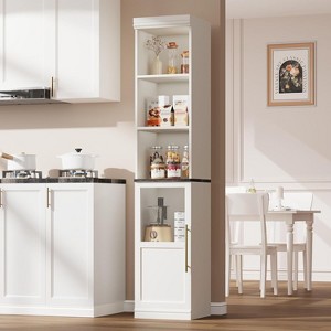Nasitip 70"Tall Narrow Cabinet with Glass Door, Freestanding Storage Cabinets for Small Spaces, Bathroom, Laundry Room, Living Room, Kitchen - 1 of 4
