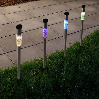 Nature Spring Solar Outdoor Battery-Powered LED Mosaic Path Lights - Assorted Colors, Four Pack