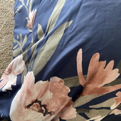 5pc Full/queen Leilani Floral Print Comforter Bedding Set - Navy/blush ...