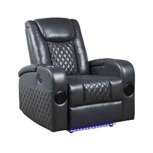 Acme Furniture Alair Leather Aire Power Reclining Sofa Dark Gray - 1 of 4
