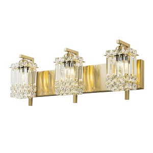 Rennnsan Havora 25" Hardwired 3 -Light Crystal Dimmable Contemporary Dimmable Vanity Light in Black & Brass & Chrome - 1 of 4