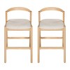 30" Bar Height Rubberwood Bar Stools Set of 2 with Upholstered Seat,Curved Back & Footrest for Kitchen Island or Home Bar-Baofuwish - 3 of 4