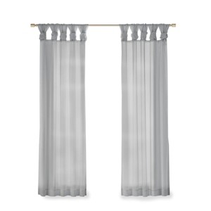 TopComfy Curtain Panels Twisted Tab Voile Sheer Curtain Pair Filtering Semi Transparent Drapes Anti Glare Breathable for Home, Gray, 3.15"*9.8"*4.8" - 1 of 4