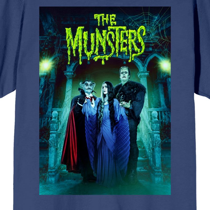 The Munsters Rob Zombie Remake Key Poster Art Crew Neck Short Sleeve Navy Women's T-shirt, 2 of 4