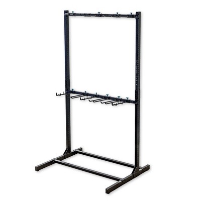Teal Triangle Black Steel Double Level Freestanding Storage Rack