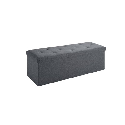 FURNIinspire Ottomans And Benches Folding Storage, End of Bed Bench, Storage Chest, 43 Inches for Living Room, Bedroom, Grey, 43.19"*14.84"*15.00"