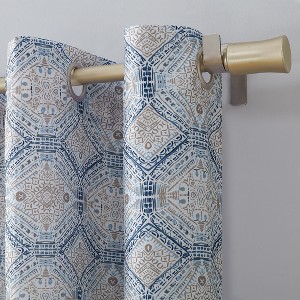 No. 918 1pc 48"x63" Lido Medallion Print Semi-Sheer Rod Pocket Curtain Panel Blue - 1 of 4