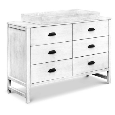 Cottage White Farmhouse Double Dresser with 6 Drawers