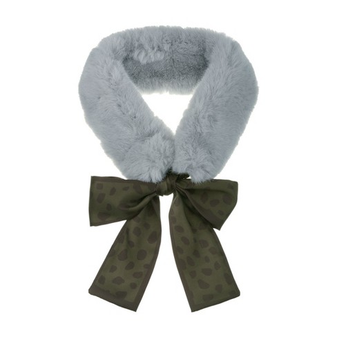 Allegra K Women's Cold Weather Leopard Ribbons Winter Warmer Faux Fur Collar Plush Neck Scarves - image 1 of 4