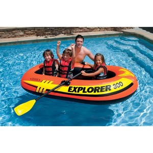 Intex Explorer 300 Compact Inflatable Three Person Raft Boat | 58332EP - 1 of 4