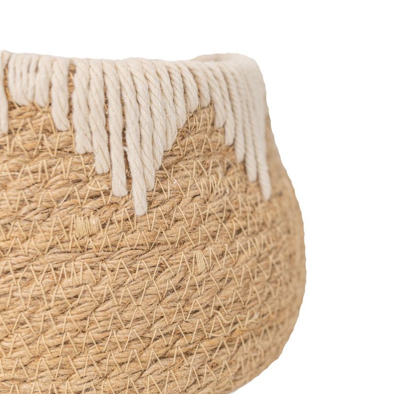 Woven Tapered Basket Jute & White Cotton Rope by Foreside Home & Garden, 4 of 9