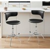 HomeRoots Set of Two Black and Silver Metal and Faux Leather Low Back Adjustable Height Bar Chairs - 2 of 4