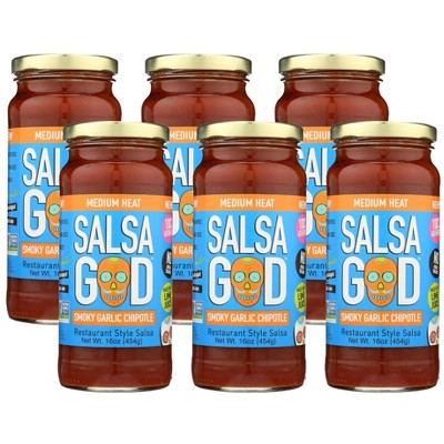 Salsa God Smoky Garlic Chipotle Medium Heat Salsa - Case of 6/16 oz