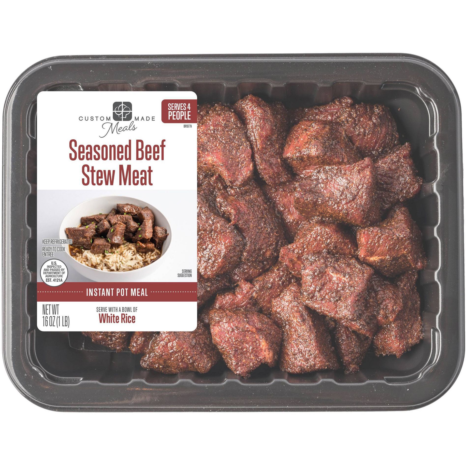 Custom Made Meals Seasoned Beef Stew Meat - 16oz