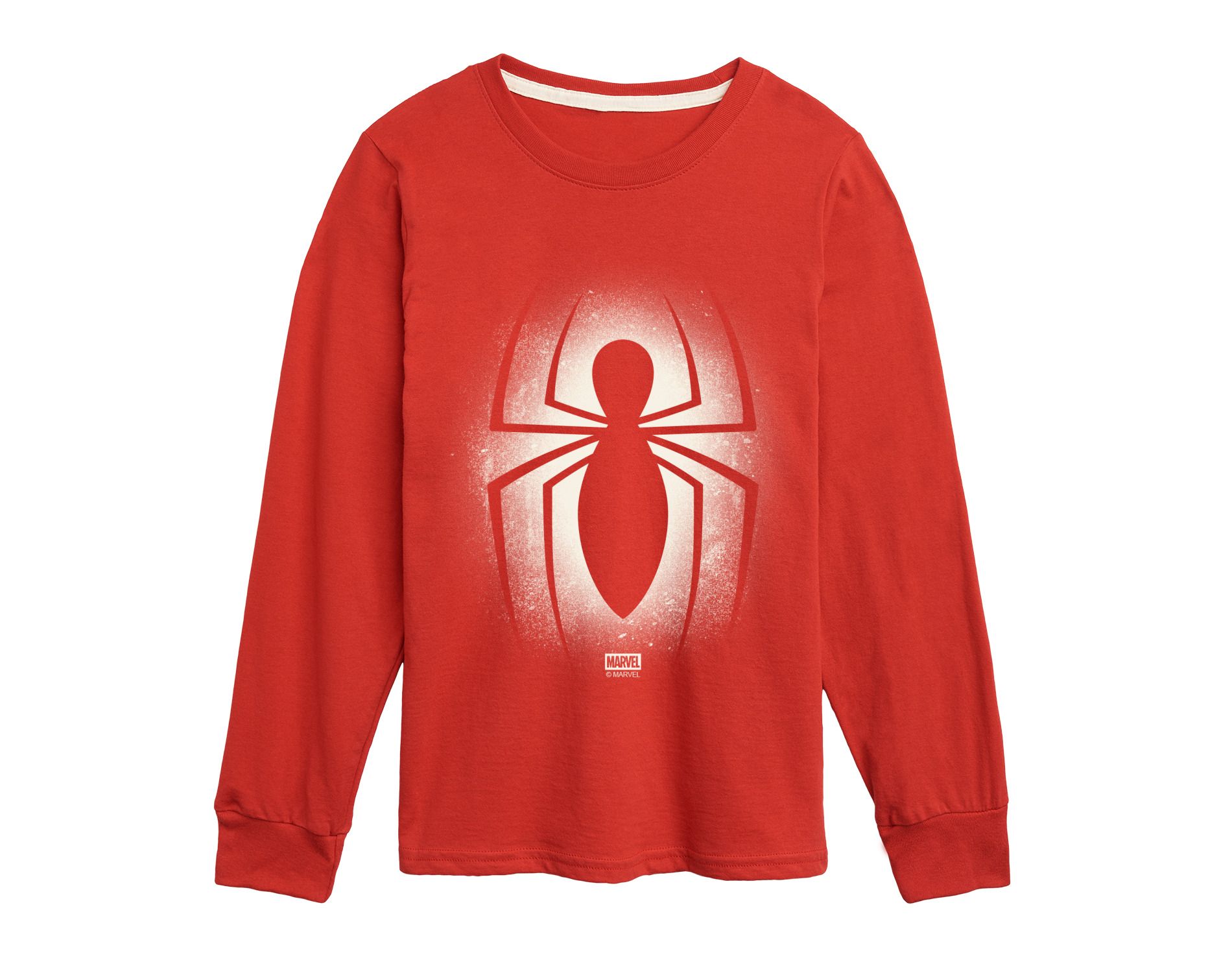 Boys' Marvel Spider-Man Logo Graffiti Long Sleeve Graphic T-Shirt - Red - Large