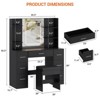 Vanity Desk with Lights, Mirror and Chair, Power Outlet, Hair Dryer Rack, 7 Drawers, 3 Lighting Modes Brightness Adjustable - 2 of 4
