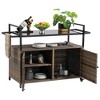 NAYSAYE Bar Serving Cart Outdoor Wicker Wine and Beverage Counter with Glass Tabletop for Patio , Light Brown, 51.18"*19.69"*35.43" - 3 of 4