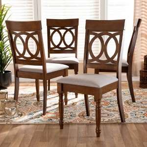 4pc Lucie Fabric Upholstered Wood Dining Chairs Walnut Brown - Baxton Studio - 1 of 4