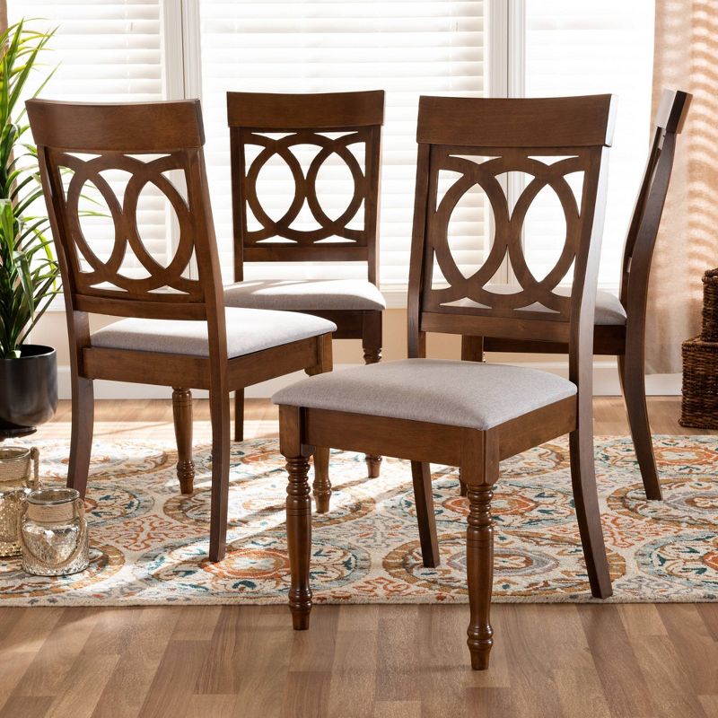 4pc Lucie Fabric Upholstered Wood Dining Chairs Walnut Brown - Baxton Studio: Solid Oak Legs, Comfortable Seat, Set of 4, 6 of 8