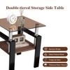 Glass Coffee Table End Table Center Table Cocktail Table Sofa Side Table Accent Table with Wood Shelf & Metal Legs - ModernLuxe - 4 of 4