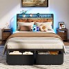 Furnulem Full Size Bed Frame with Headboard Storage Platform Bed Frame Full Size with 2 Drawers Charging Station and LED Lights No Box Spring Needed - 2 of 4