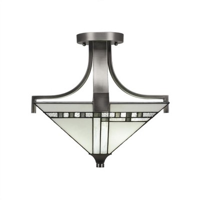 Toltec Lighting Apollo 2 - Light Flush Mount in  Graphite with 14" New Deco Art Glass Shade