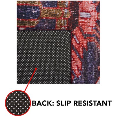 Tucson 6' Square Navy and Rust Synthetic Area Rug