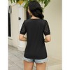 Women V Neck Tops Square Neck T Shirts Lace Short Sleeve Business Casual Dressy Crochet Sleeve T Shirts Womens Short Sleeve Tunic Blouses - 2 of 4