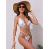 INSPIRE CHIC Women's Heart Rhinestones Chain Linked Bikini Sets, Halter Top Triangle Bottoms Swimwear Bathing Suits 1 Set - 4 of 4