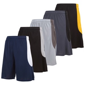 Mens Moisture Wicking Athletic Basketball & Gym Workout Shorts with Pockets Multipack, Up to 3XL, Pack of 5 - 1 of 4
