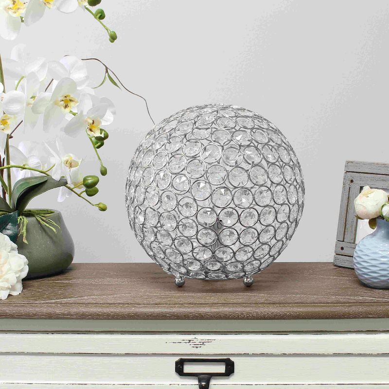 10" Elipse Medium Contemporary Metal Crystal Round Orb Table Lamp - Lalia Home, 3 of 10