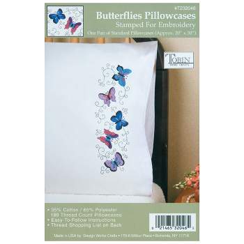 Tobin Stamped For Embroidery Pillowcase Pair 20"X30"-Butterflies