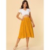 Allegra K Women's Date Dinner Floral A-Line Elastic Waist Flare Swing Midi Skirt - 3 of 4