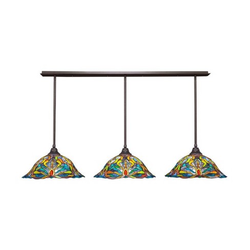 Toltec Lighting Any 3 - Light Chandelier in  Dark Granite with 19" Kaleidoscope Art Glass Shade - image 1 of 1