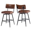 FURNIinspire Counter And Bar Stools Swivel Counter Height Stools Set of 2, Kitchen Bar Stool with Footrest, PU Cushion, Brown, 19"*21.75"*38.5" - 4 of 4