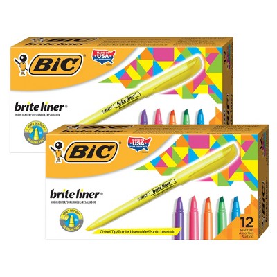 Bic® Brite Liner® Highlighters, Chisel Tip, Assorted Colors, 5 Per Pack, 6  Packs : Target