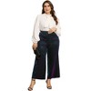 Agnes Orinda Women's Plus Size Shiny Metallic Sparkly Elastic Waist Wide Leg Pants - 3 of 4