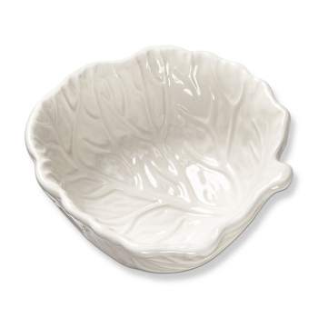 TAG Stoneware Ceramic White Cabbage Shaped Serving Bowl, Dishwasher Safe, 14 oz.