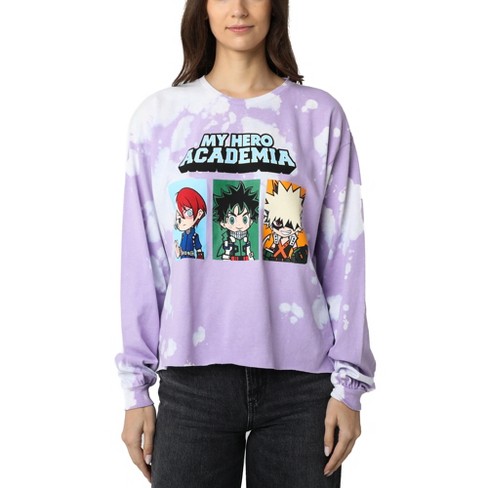 My Hero Academia Chibi Characters Juniors Purple Cloud Wash Long Sleeve  Crop Pullover : Target