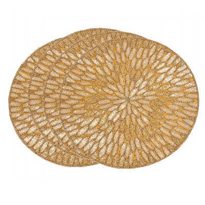 Saro Lifestyle Beaded Design Placemat (set Of 4), Gold, 15