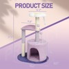 33in Cat Tree, Multi-level Cat Tower with Cat Scratching Post with Curved Perch, Cozy Cat Condo, Padded Top Bed for Kittens and Indoor Cats, Purple - 3 of 4