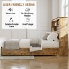 VECELO Full Size Bed Frame with 50" Storage Bookcase Headboard, 4 Drawers & USB Charging Station, Metal Slats Platform Bed Frame, Rustic Brown Bed - 4 of 4