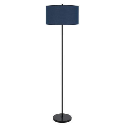 Cal Lighting 150W 3 wayt Cromwell Metal Floor lamp with Navy Blue Linen Shade