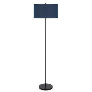 Cal Lighting 150W 3 wayt Cromwell Metal Floor lamp with Navy Blue Linen Shade - 1 of 4