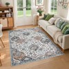 Trellis Washable Area Rug Non-Slip Indoor Rugs for Living Room, Low Pile Stain-Resistant Oriental Accent Throw Carpet - 2 of 4