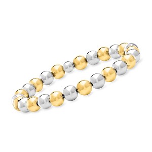 Ross-Simons Italian 8mm Sterling Silver and 18kt Gold Over Sterling Bead Stretch Bracelet - 1 of 4